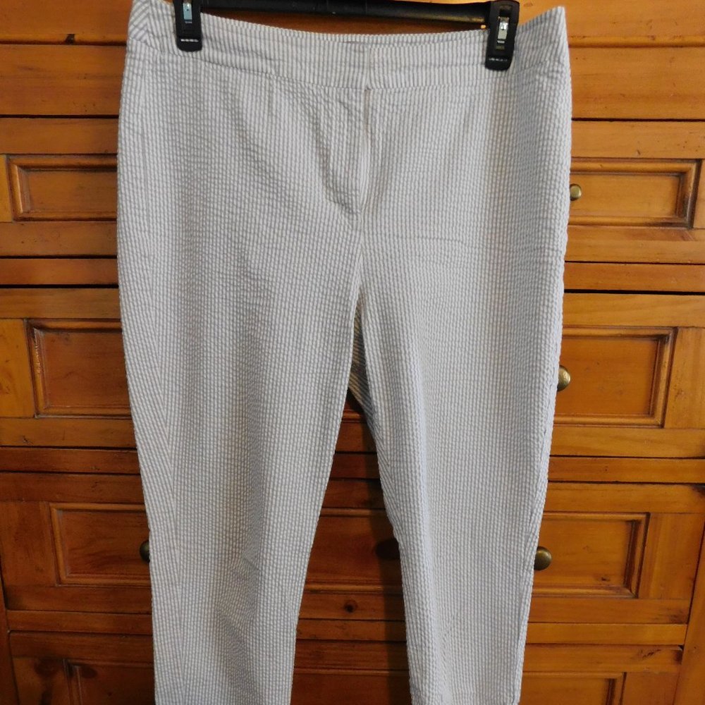 Chico's 2.5 Ankle Tan & White Stripe Pants
